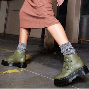Devon flower buckle green Doc Martens
